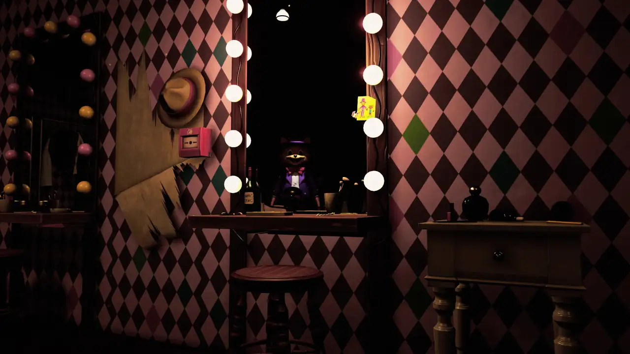 Steam store screenshot of a dressing room mirror and the Eliot mascot